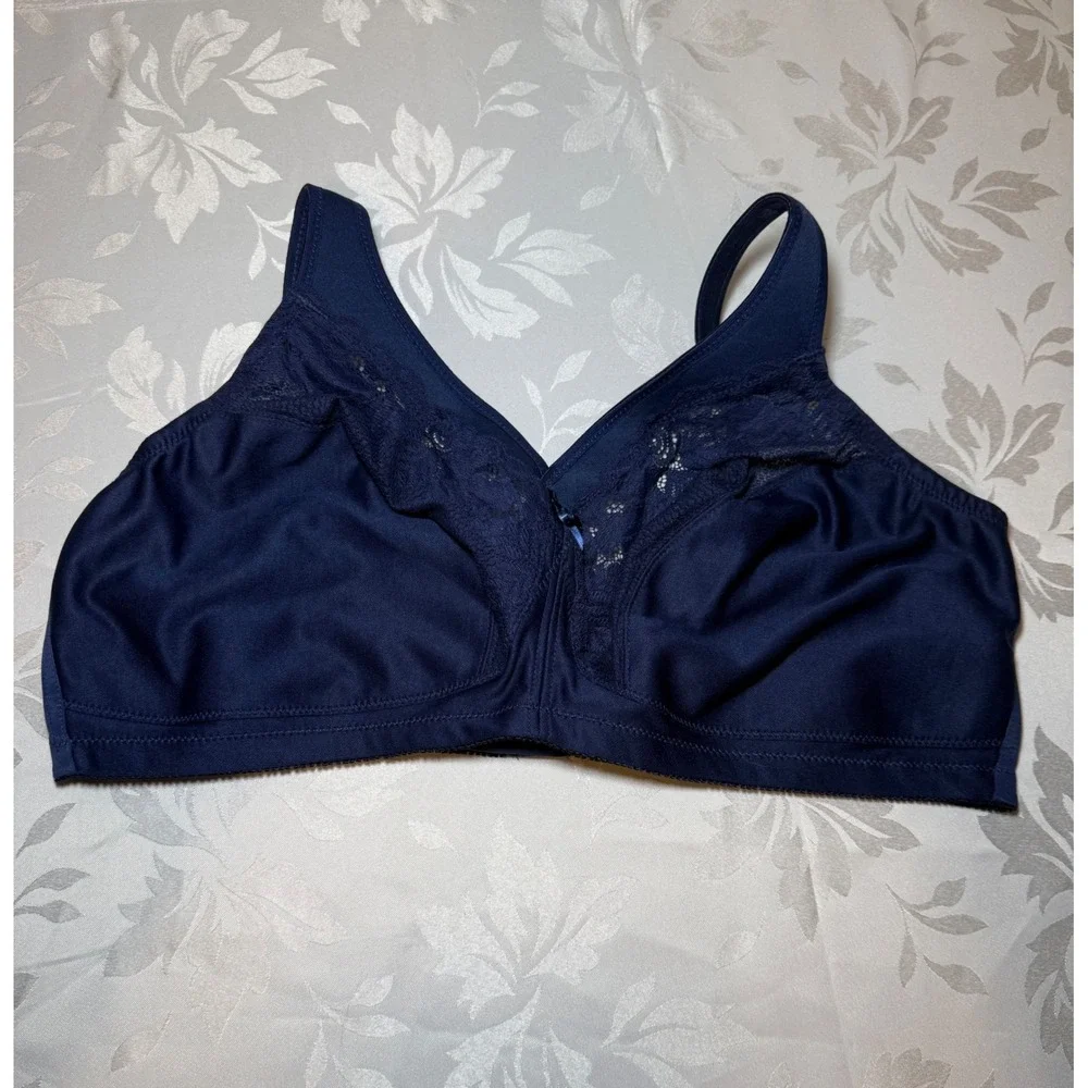 Glamorise MagicLift Minimizer Lace Bra Navy Blue 44DD